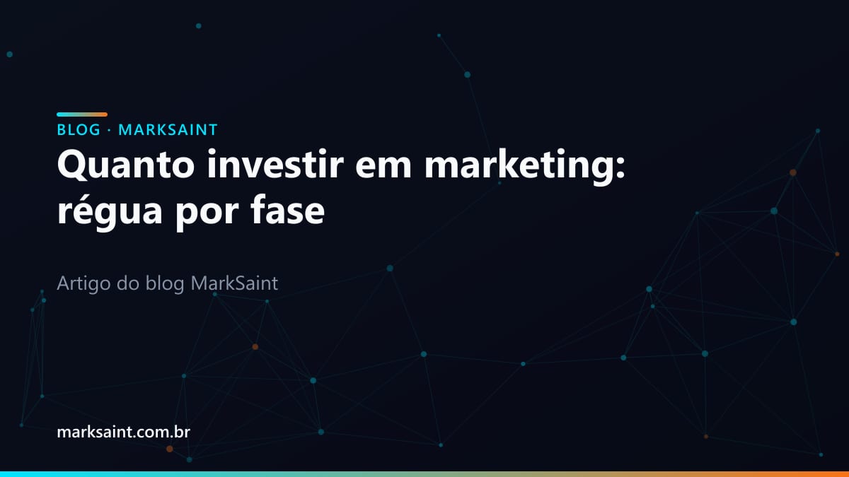 Gráfico abstrato de planejamento financeiro e investimento em marketing em tons de azul marinho e laranja.