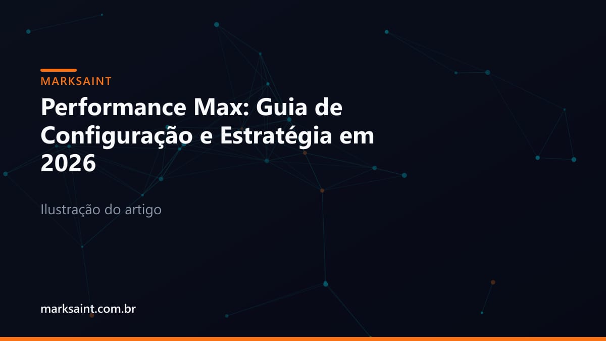 Painel analítico moderno em tons de azul escuro e laranja ilustrando otimização de campanhas digitais.