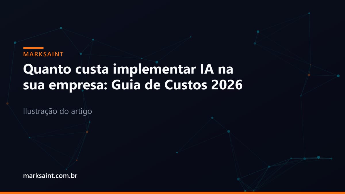 Painel corporativo futurista exibindo métricas de IA e gráficos financeiros