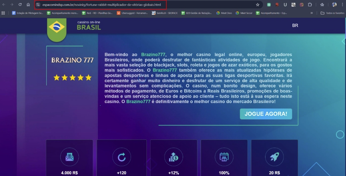 Site injetado com casa de apostas